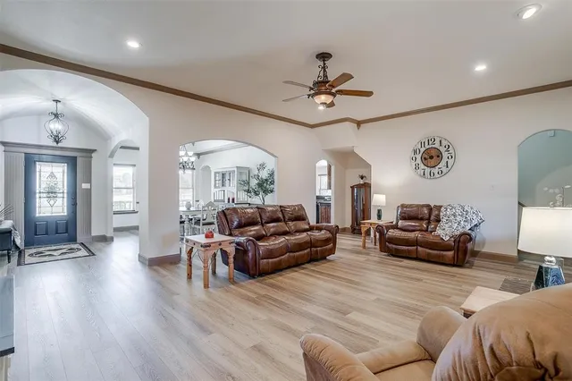 a living room with furniture