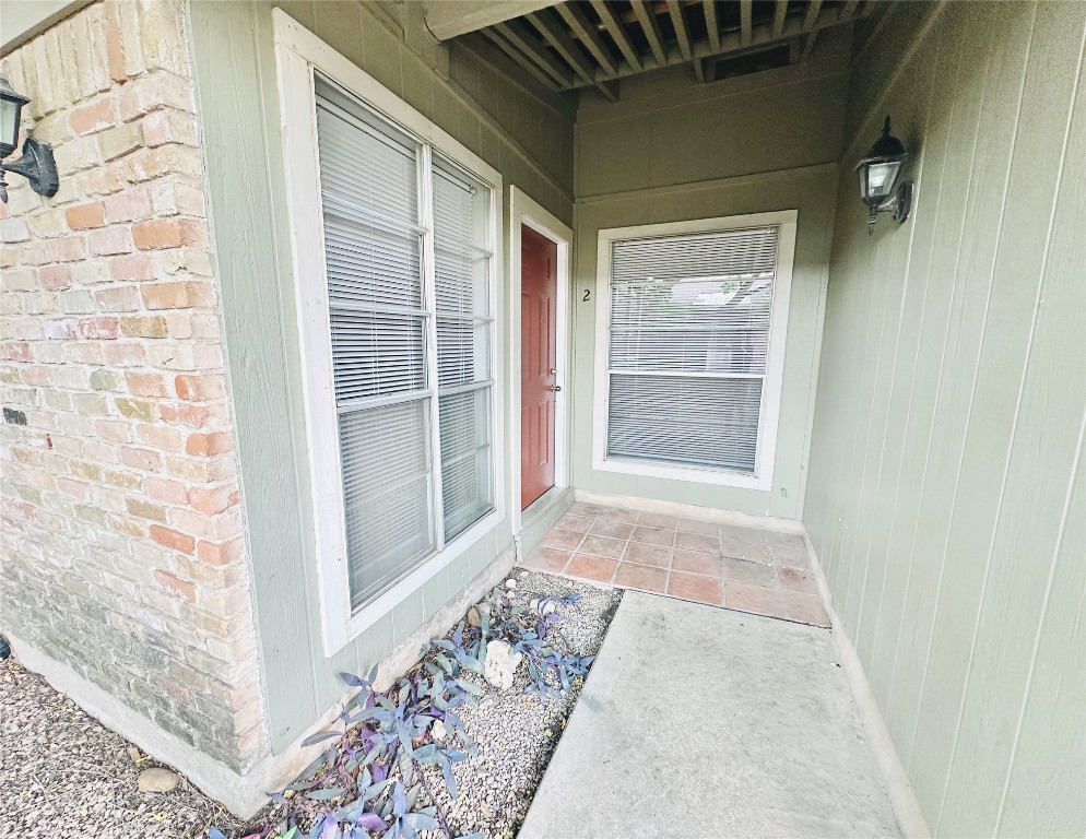 a view of a wooden door