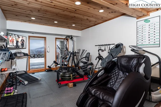 a view of a room with gym equipment