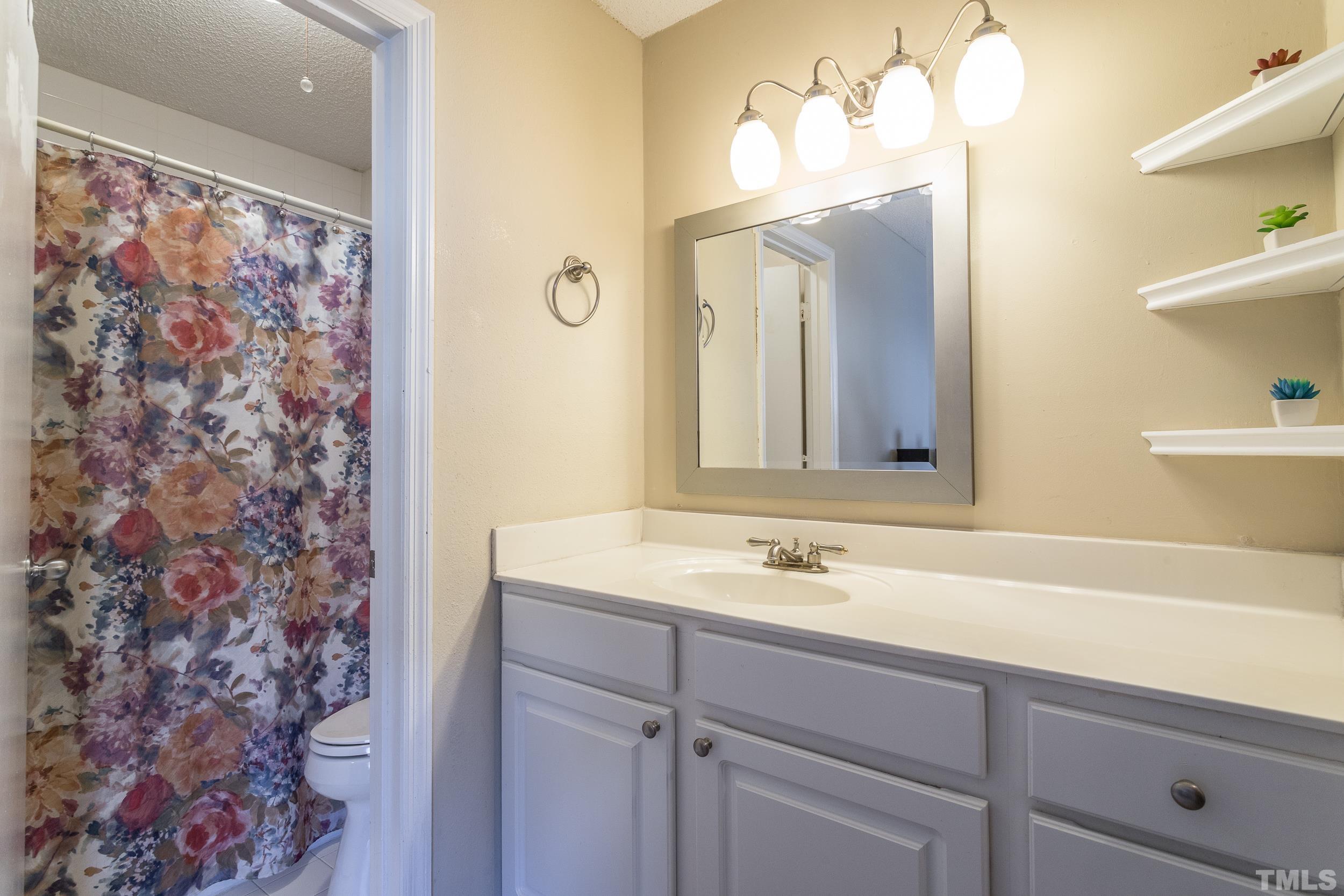 7808 Falcon Rest Circle Raleigh, NC 27615 - Photo 7 of 28 a bathroom with a sink and a mirror