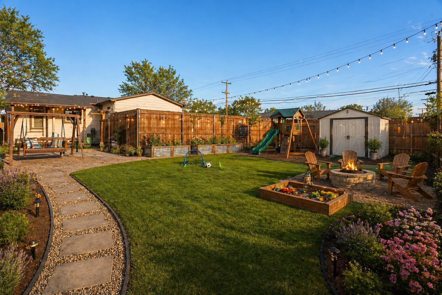 710 North Roberts Street Amarillo, TX 79107 - Photo 15 of 20 a view of a backyard with table and chairs under an umbrella
