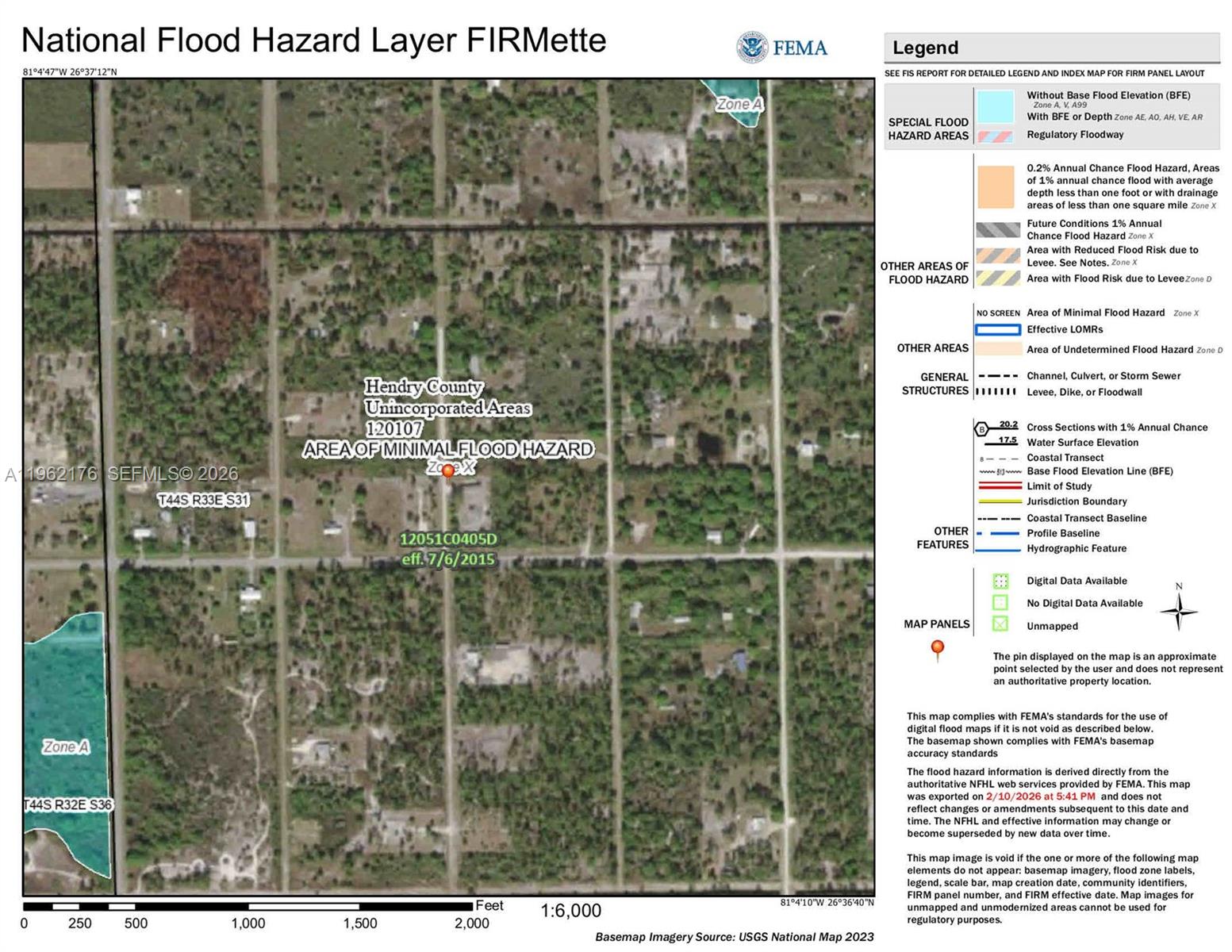 665 South Palm Street Clewiston, FL 33440 - Photo 32 of 33 FEMA Flood Map Zone X