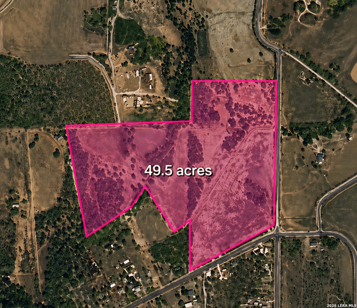 an aerial view of a red sign board