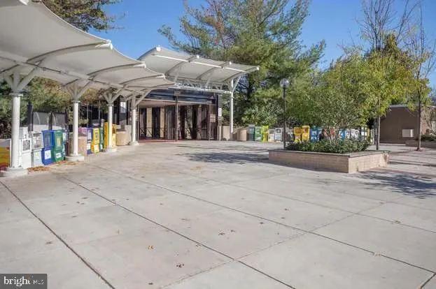 a view of a building with a garden