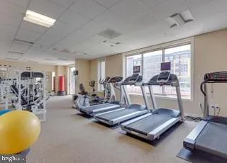a view of a room with gym equipment