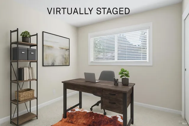 a backyard of a house with plants and trees