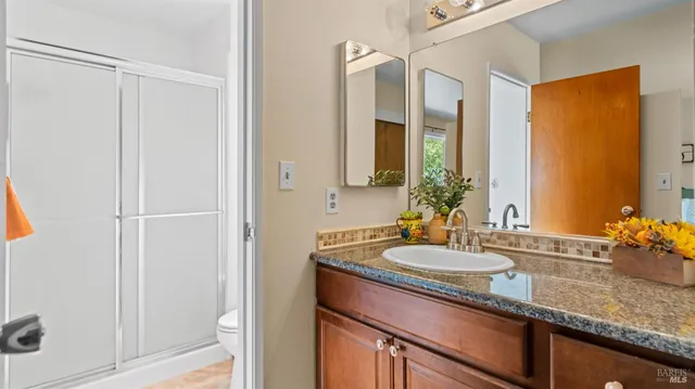 an aerial view of a house