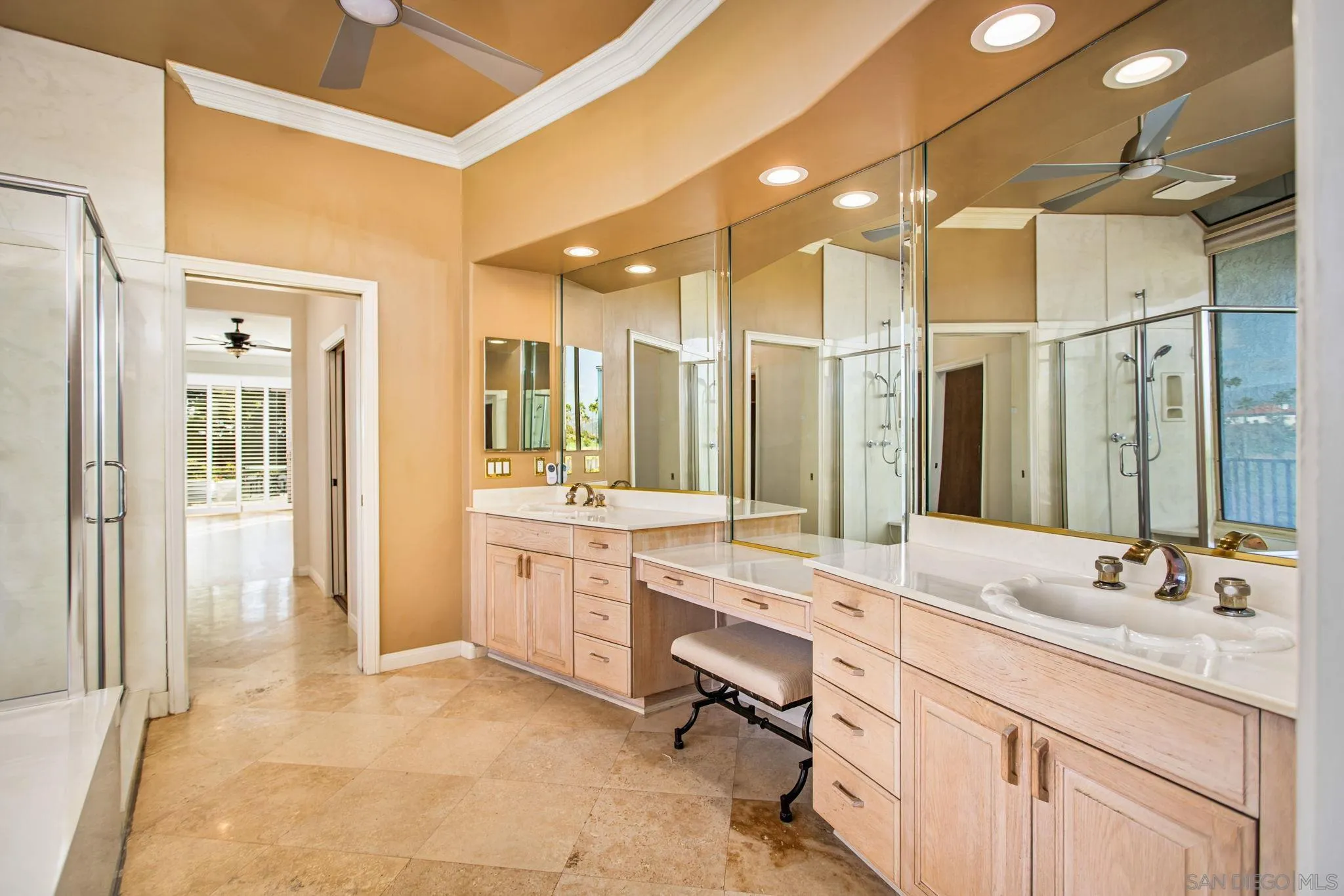 4489 Fallsbrae Road Fallbrook, CA 92028 - Photo 23 of 46 a bathroom with a granite countertop sink mirror and a