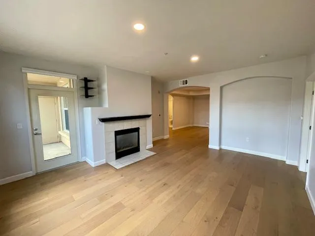 a view of a livingroom with a fireplace