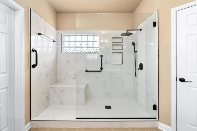 a view of an empty walk in closet