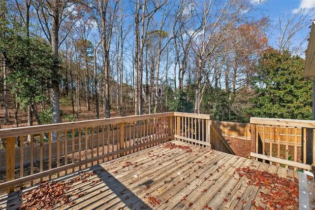 a view of a wooden roof deck