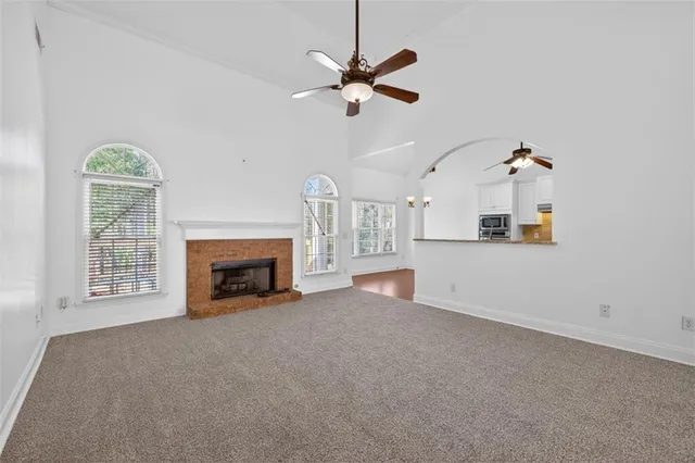 a view of a livingroom with a fireplace