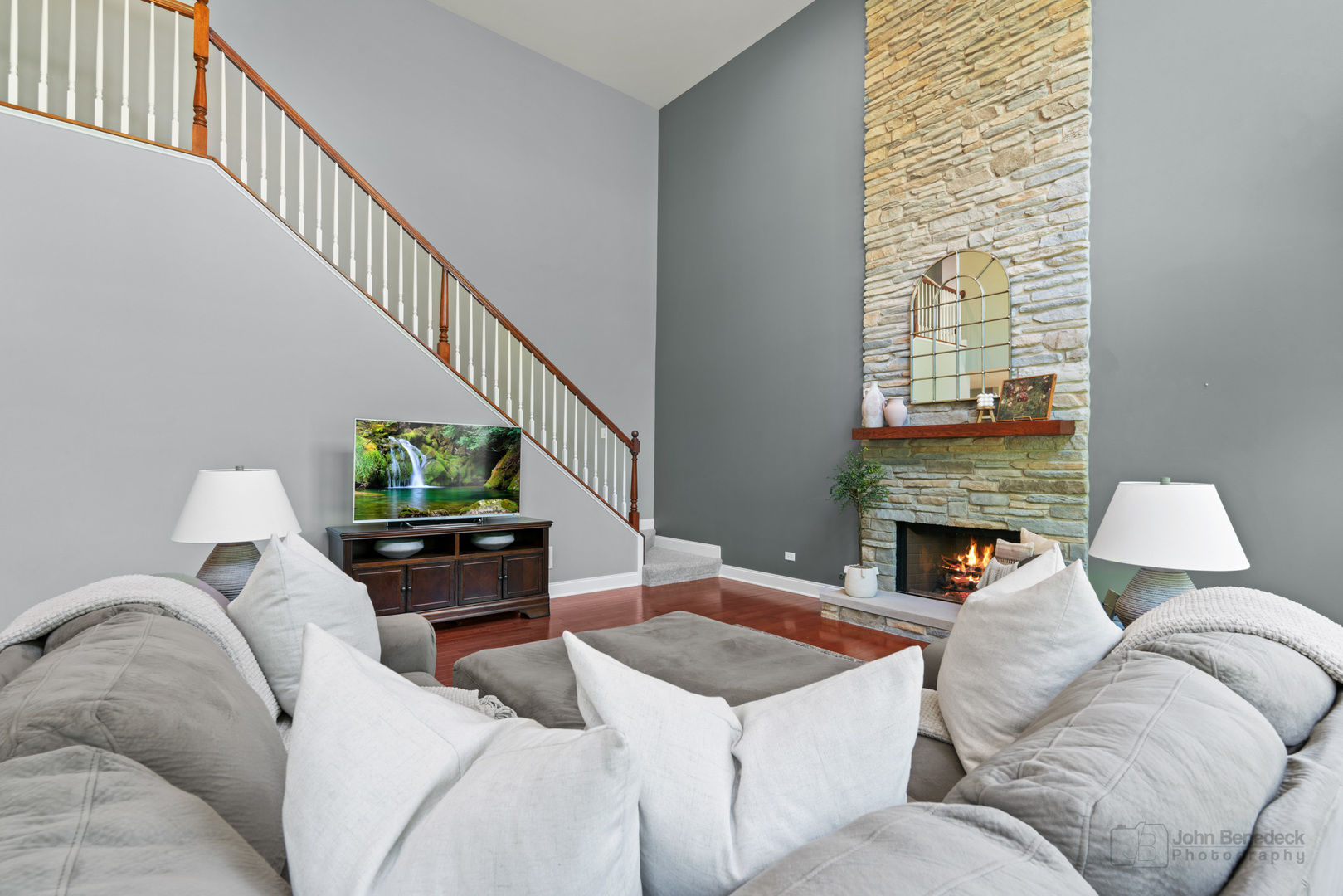 3666 Open Parkway Elgin, IL 60124 - Photo 4 of 40 a living room with furniture and a fireplace
