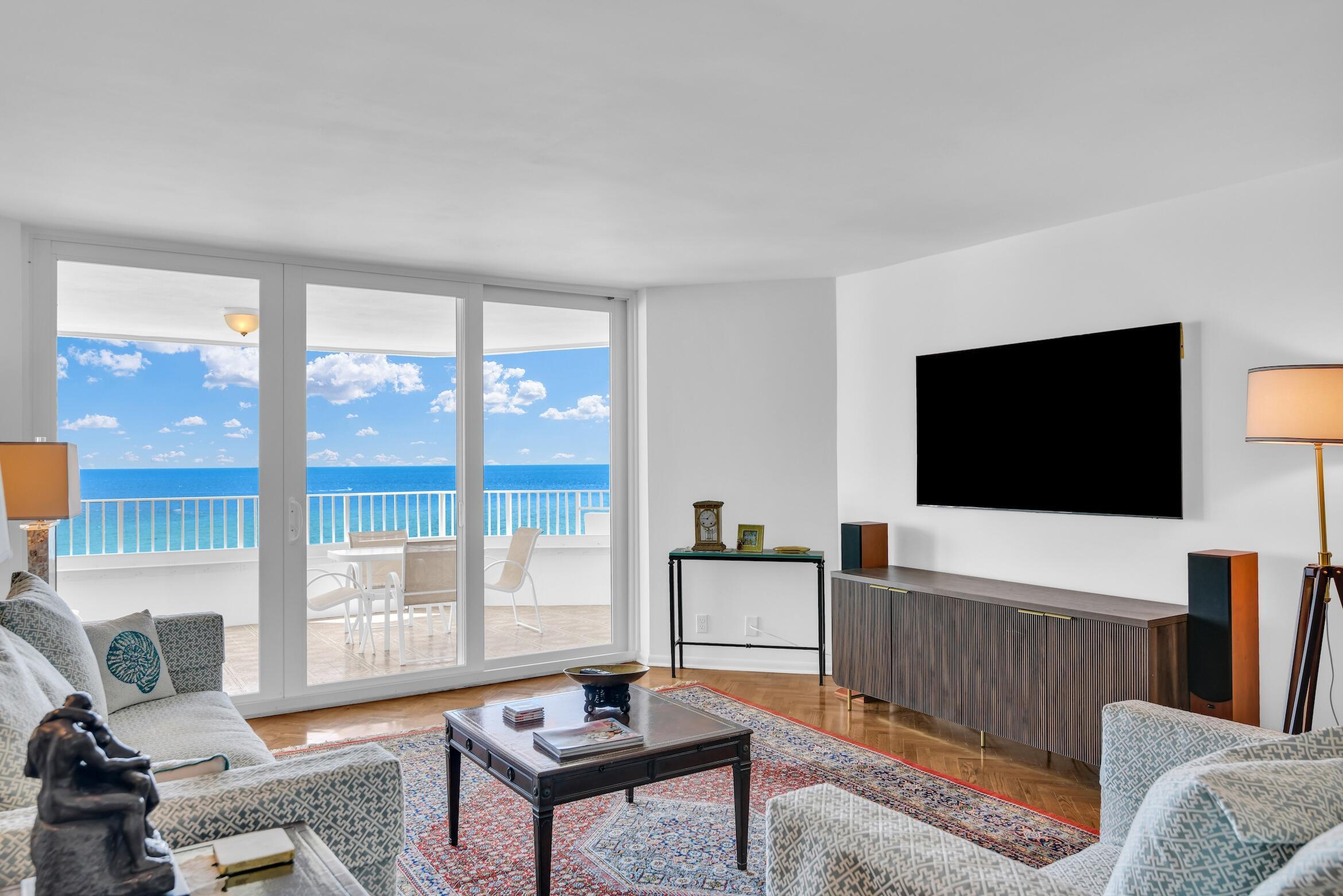 500 South Ocean Boulevard, Unit 1006 Boca Raton, FL 33432 - Photo 2 of 40 a living room with furniture and a flat screen tv