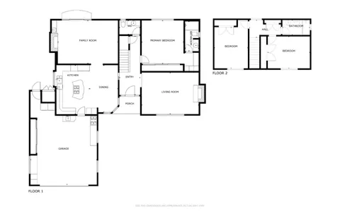 a aerial view of a house with a yard and potted plants