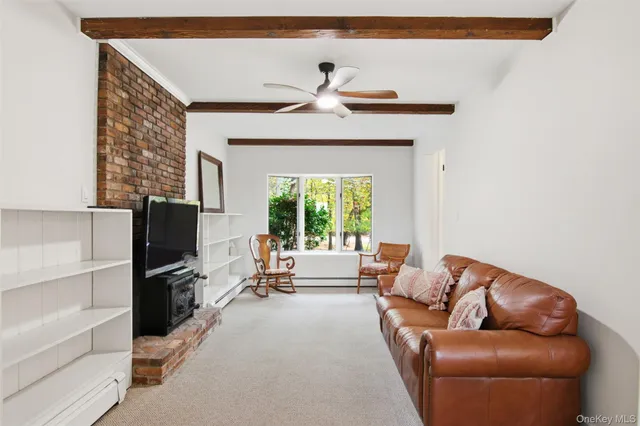 a living room with furniture windows and a fireplace