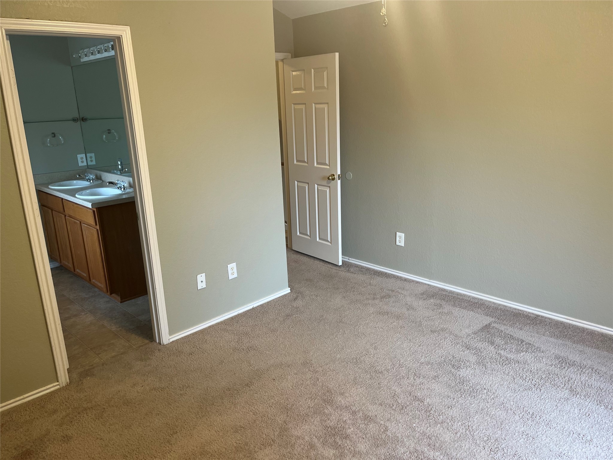 694 Hogan Kyle, TX 78640 - Photo 9 of 20 Unfurnished bedroom with dark colored carpet and ensuite bathroom