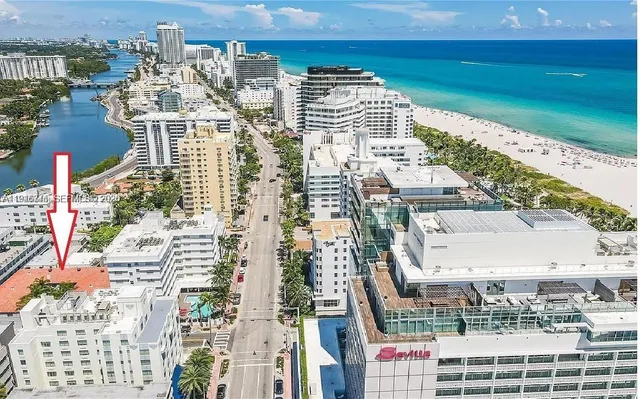 a city view with tall buildings
