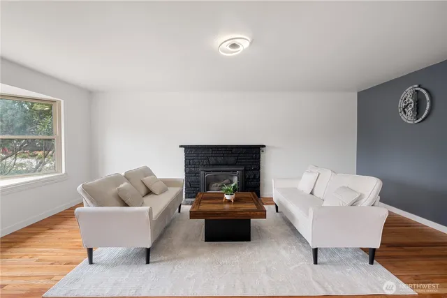 a living room with furniture and a couch