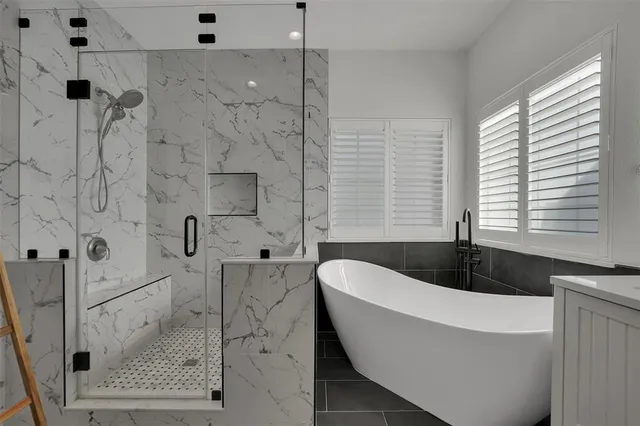 a view of a bathtub in a bathroom