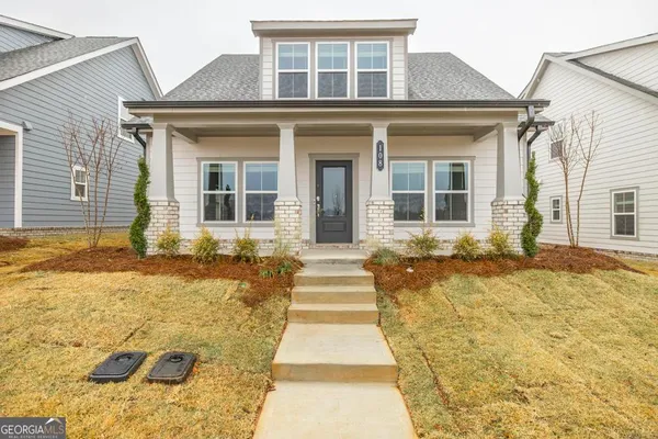 front view of a brick house