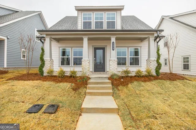 front view of a brick house