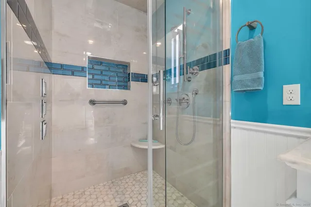 a bathroom with a shower