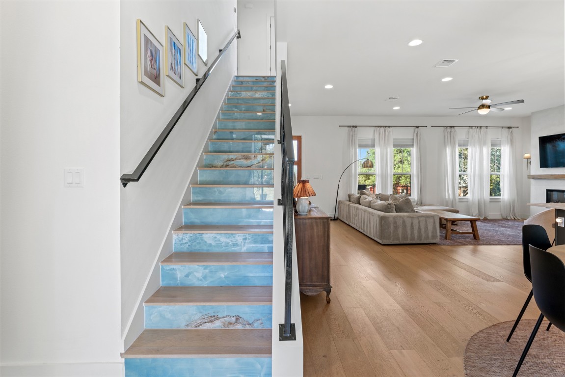 330 Kendall Road Spicewood, TX 78669 - Photo 15 of 32 a view of entryway and hall with wooden floor