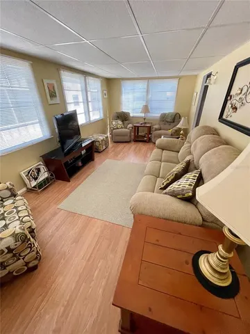 a living room with furniture