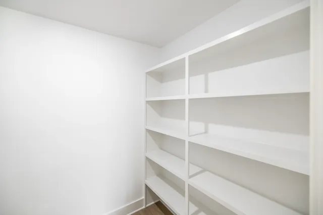 a view of an empty walk in closet