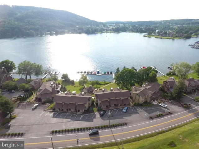 a view of lake and mountain