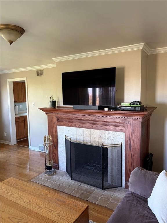 359 Dorseyville Road Pittsburgh, PA 15215 - Photo 4 of 29 a living room with a fireplace and a flat screen tv