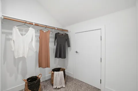 a bathroom with a shower curtain and a sink