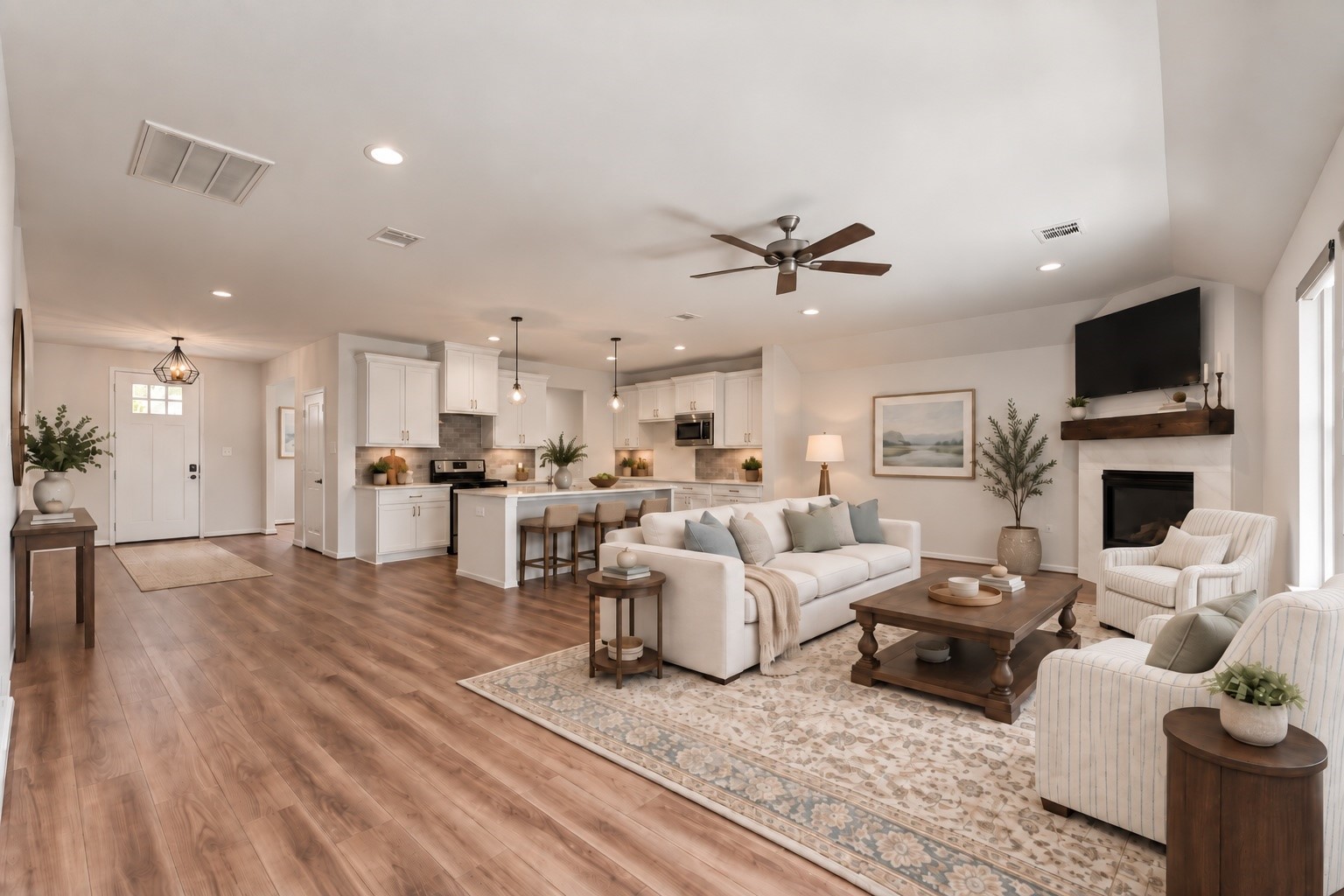 2125 Rope Maker Road Conroe, TX 77384 - Photo 45 of 45 Virtually Staged. Oversized family room that flows to the kitchen, making for a functional and flexible floorplan.