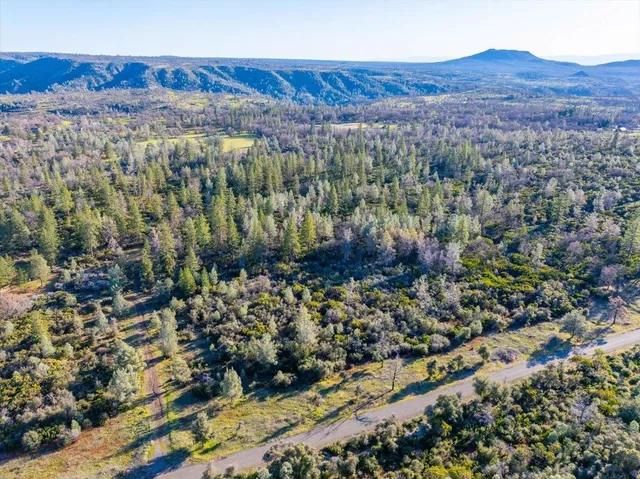 a view of a city with mountain