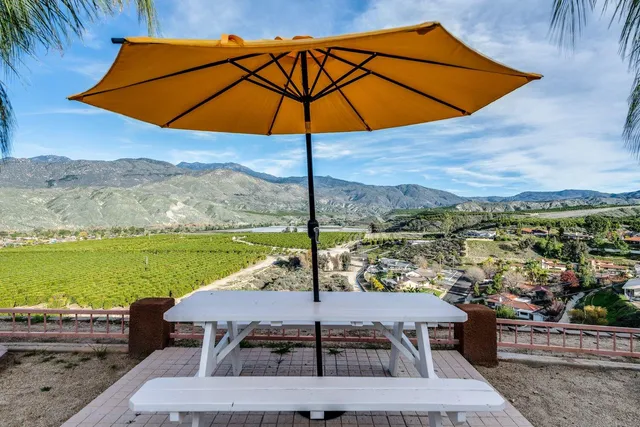 a view of a terrace with a garden