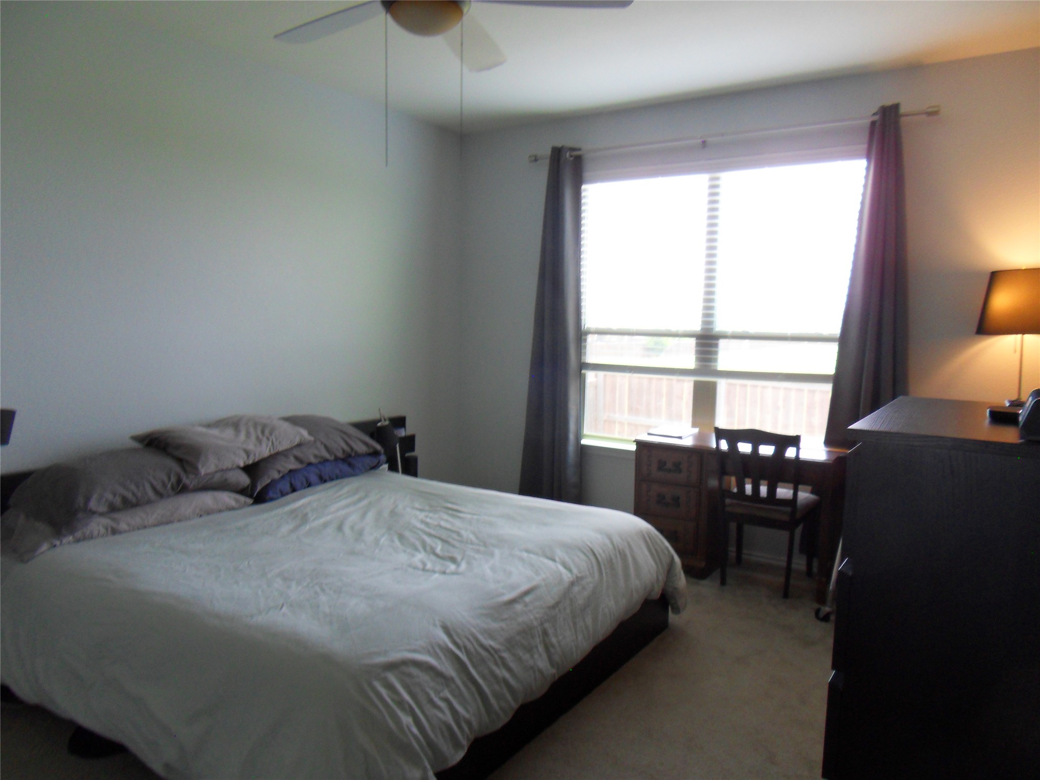 11013 Kirkoswald Road Austin, TX 78754 - Photo 8 of 20 Plentiful natural light streams through a large window illuminating this comfortable carpeted bedroom.