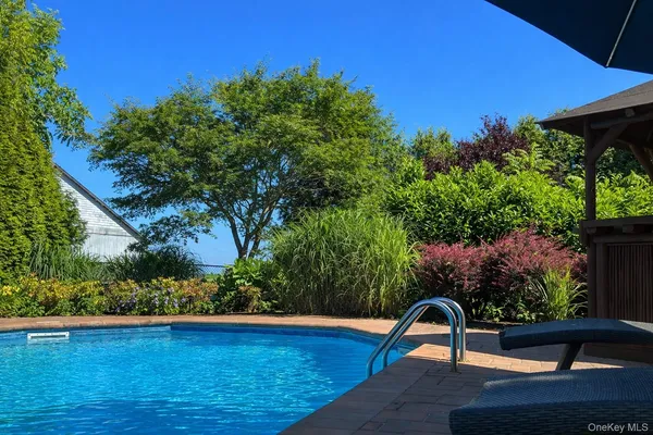 a view of a backyard with hardwood