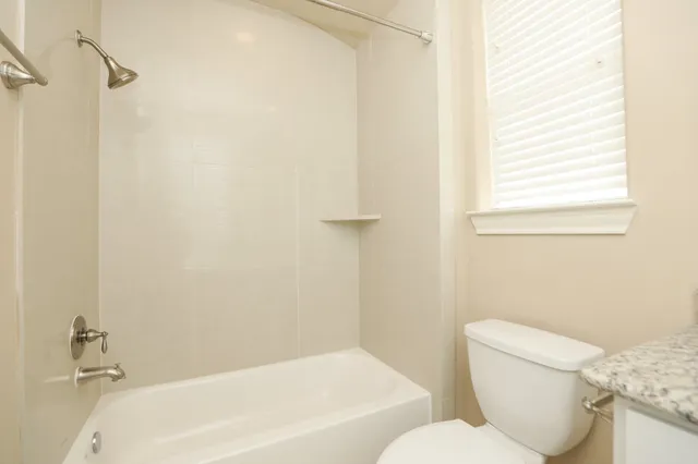 a bathroom with a toilet and a bathtub