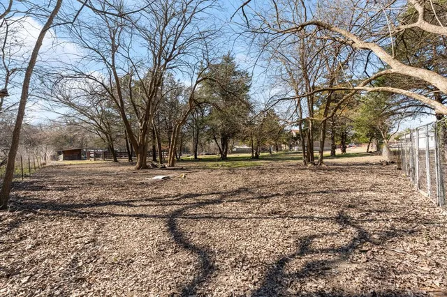 a view of a road from a yard