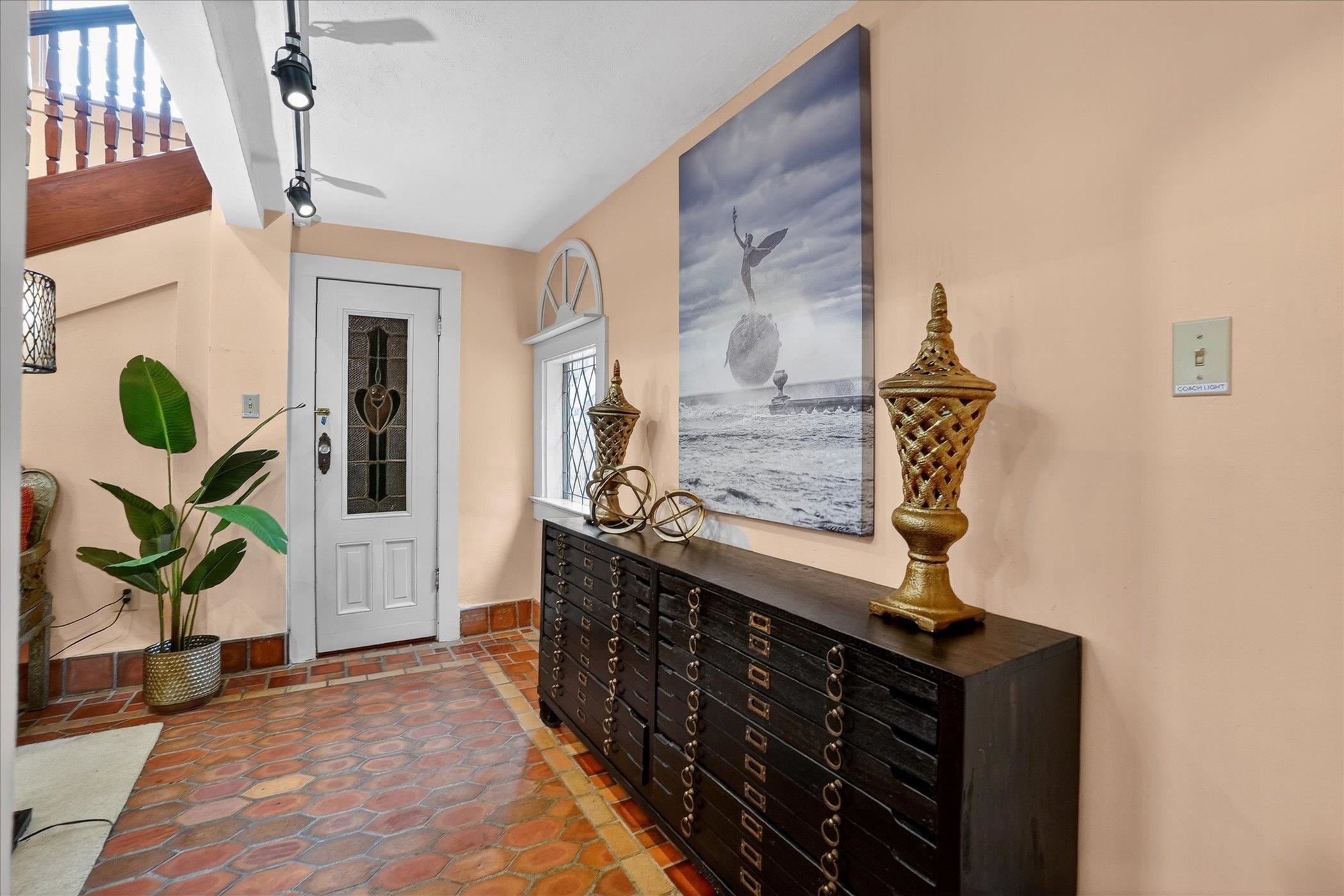 16 May Street St. Augustine, FL 32084 - Photo 20 of 85 Foyer entrance with a ceiling fan and track lighting