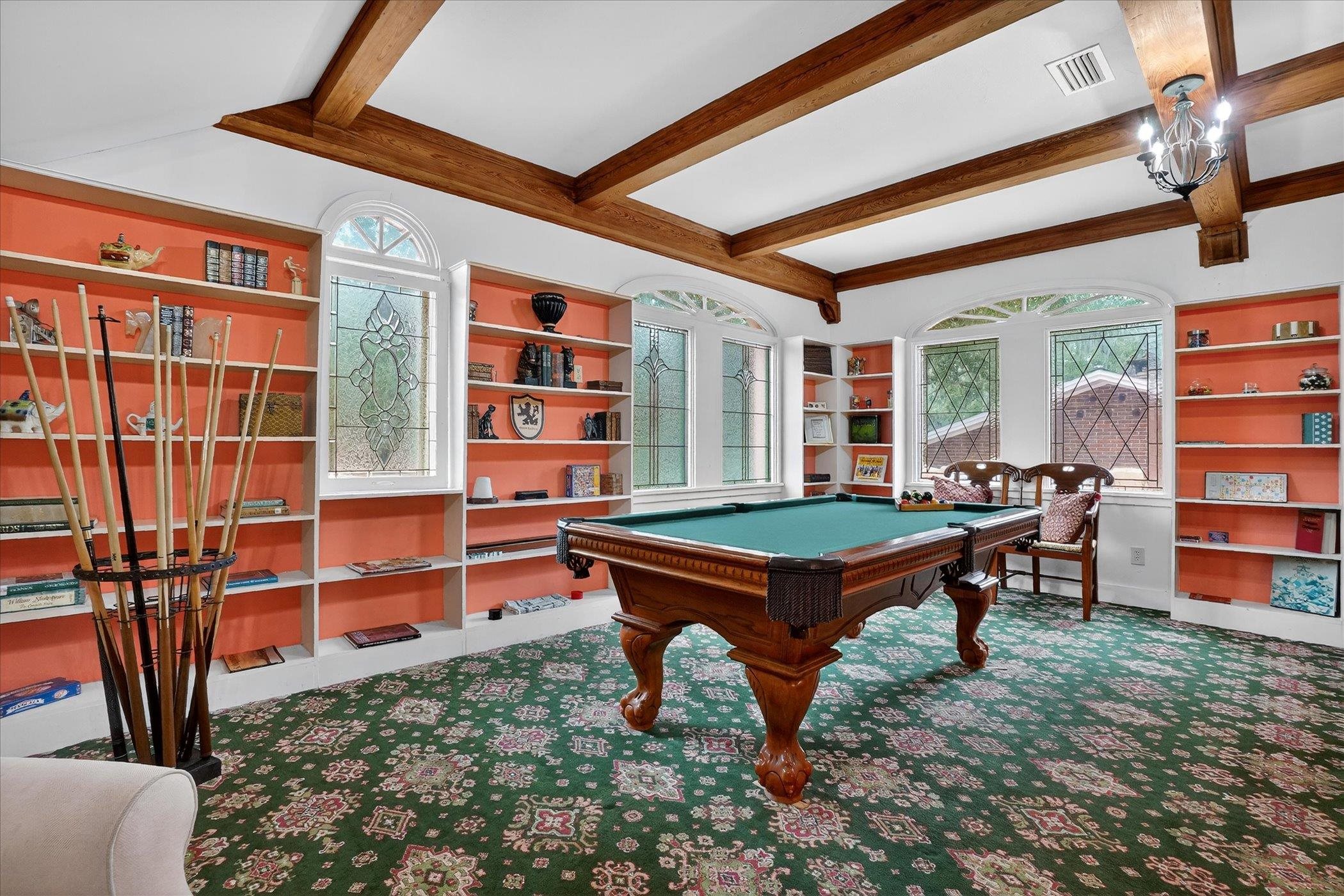 16 May Street St. Augustine, FL 32084 - Photo 46 of 85 Recreation room featuring billiards, plenty of natural light, and beamed ceiling
