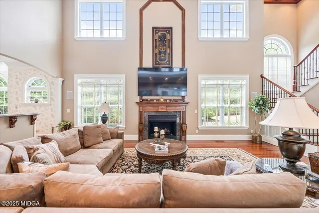 a view of a dining room with furniture window and outdoor view