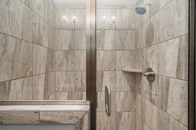 a view of a room with racks on the wall