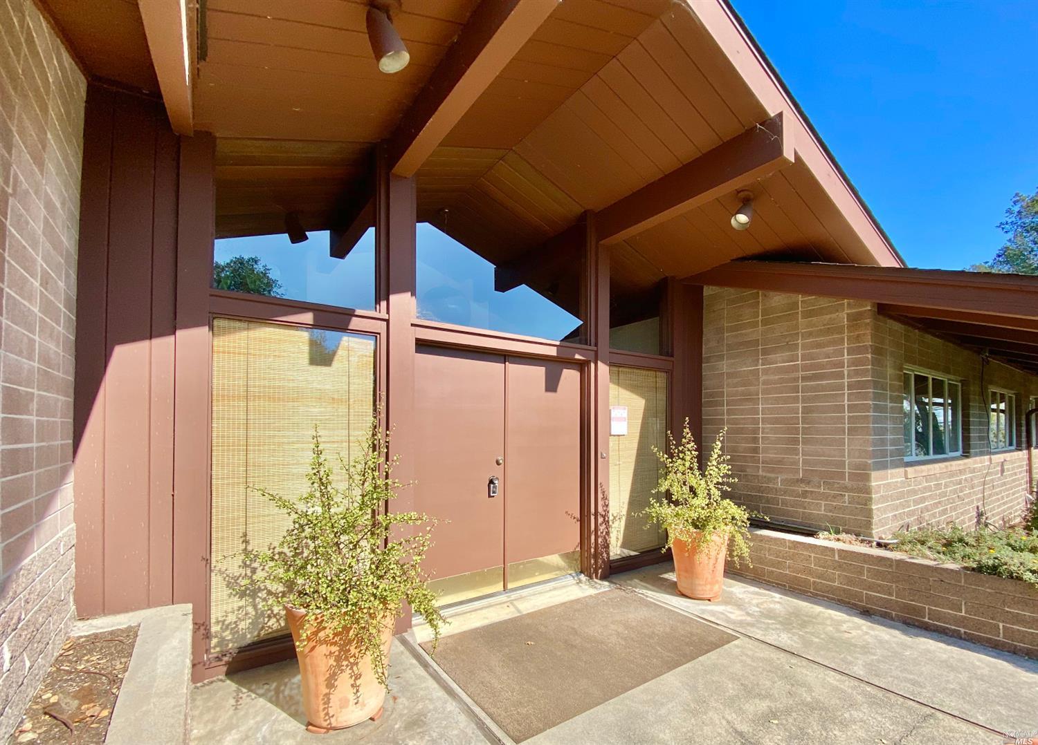 a house with a glass door