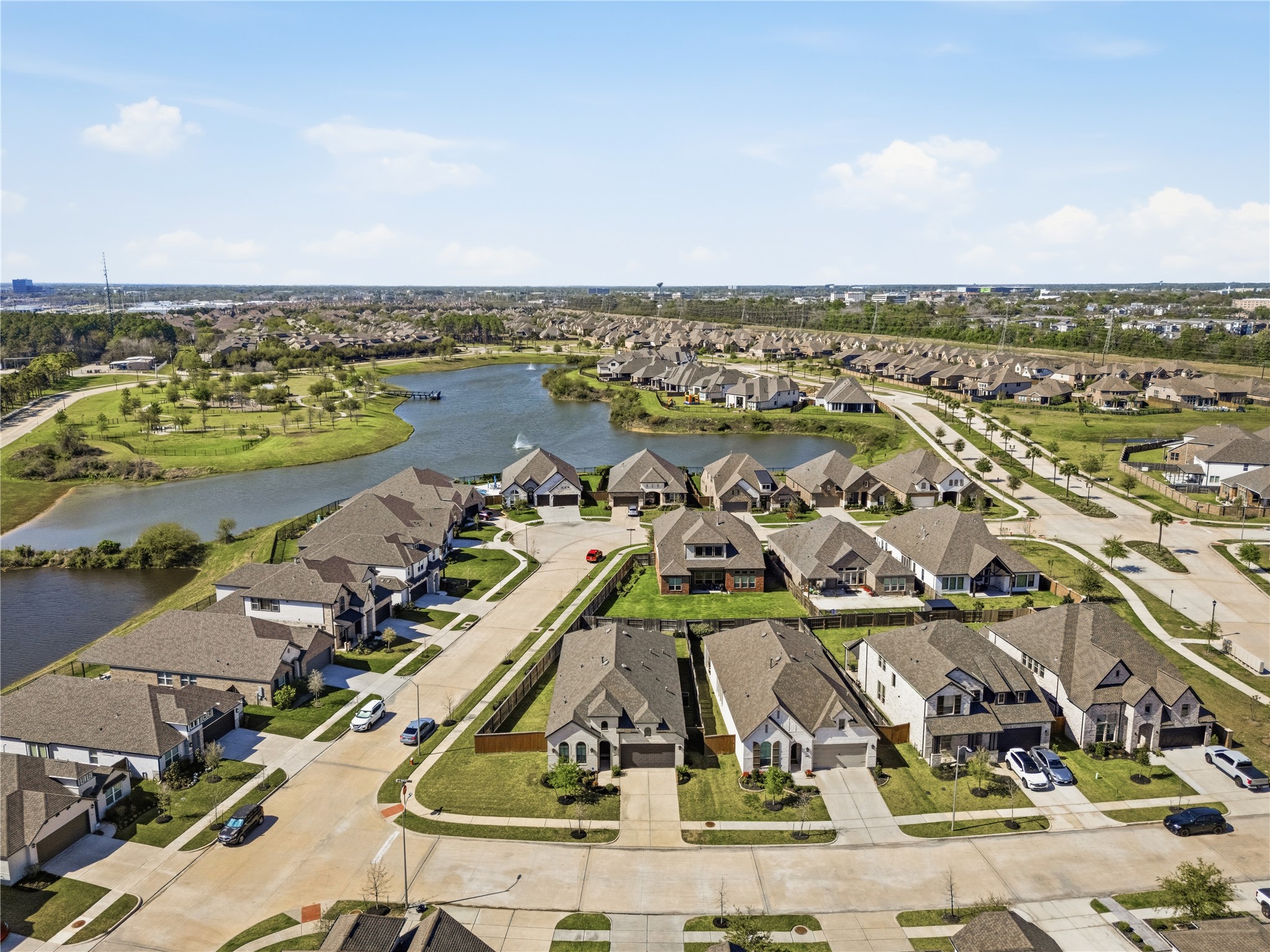 416 Bartlett Street Webster, TX 77598 - Photo 44 of 49 Aerial community view of Edgewater with Lady Ann Lake and waterways