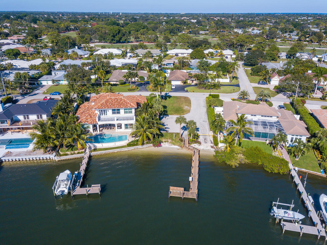 100 River Drive Tequesta, FL 33469 - Photo 44 of 54 an aerial view of residential houses with outdoor space