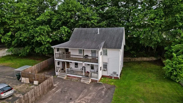 an aerial view of a house