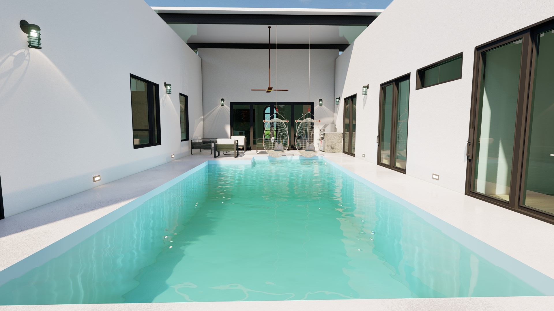 15600 Cedar Ledge Street Austin, TX 78734 - Photo 27 of 31 a large living room with stainless steel appliances kitchen island granite countertop furniture and a fireplace