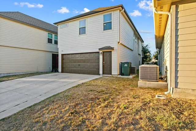 a view of backyard of house